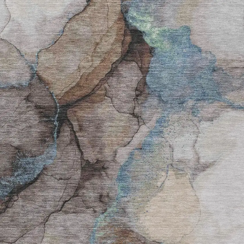 Taupe And Brown Abstract Washable Indoor Outdoor Area Rug Photo 2
