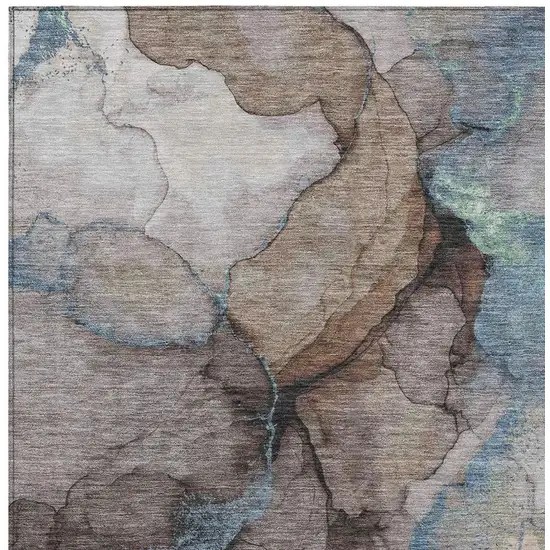 Taupe And Brown Abstract Washable Indoor Outdoor Area Rug Photo 2