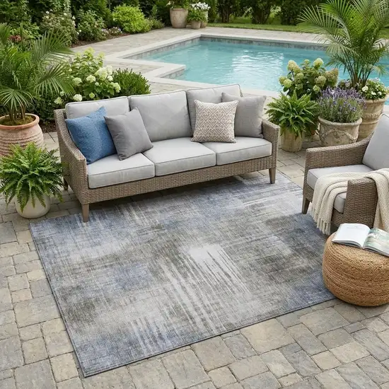 Taupe And Brown Abstract Washable Indoor Outdoor Area Rug Photo 1