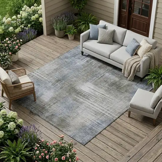 Taupe And Brown Abstract Washable Indoor Outdoor Area Rug Photo 1