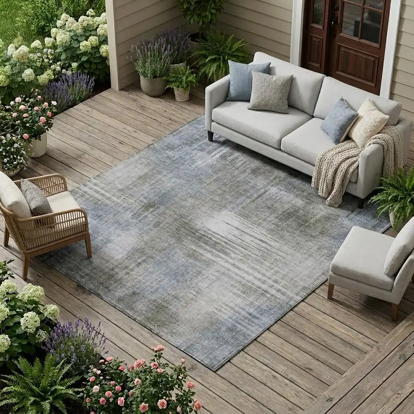 Taupe And Brown Abstract Washable Indoor Outdoor Area Rug Photo 1