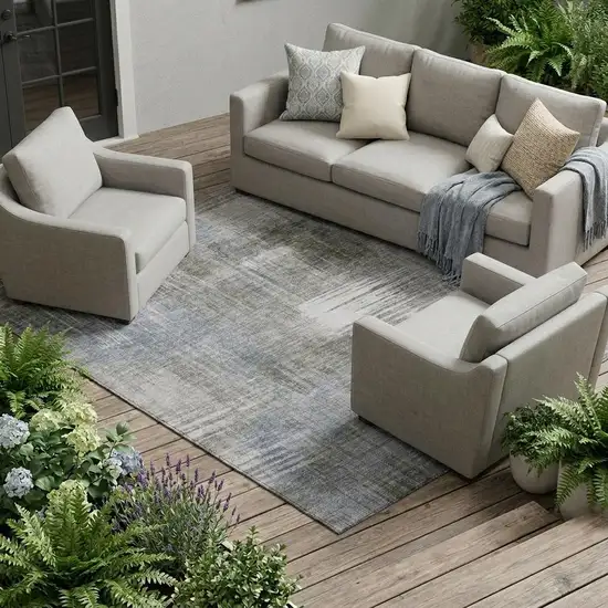 Taupe And Brown Abstract Washable Indoor Outdoor Area Rug Photo 1