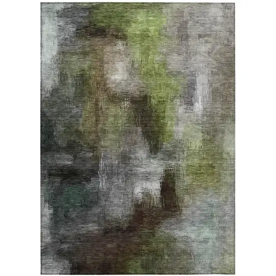 Taupe And Brown Abstract Washable Indoor Outdoor Area Rug Photo 2