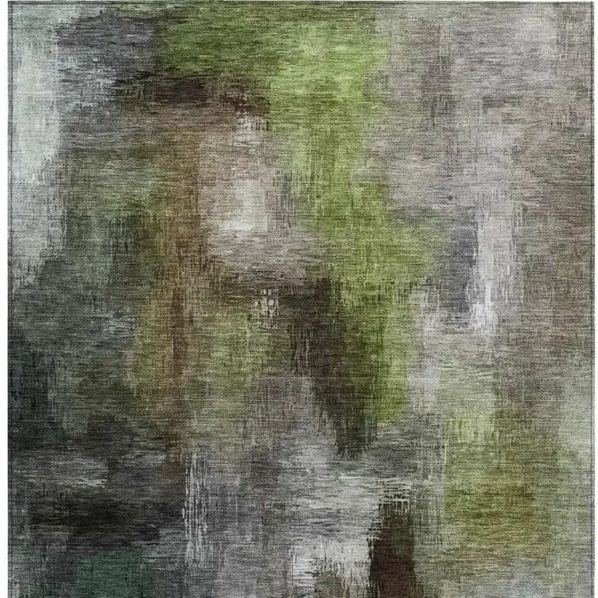 Taupe And Brown Abstract Washable Indoor Outdoor Area Rug Photo 4