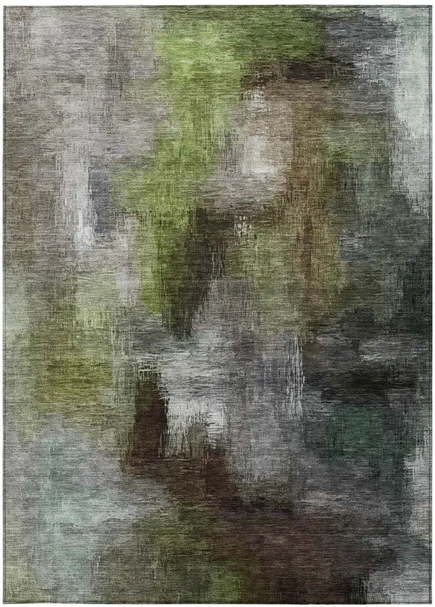Taupe And Brown Abstract Washable Indoor Outdoor Area Rug Photo 4