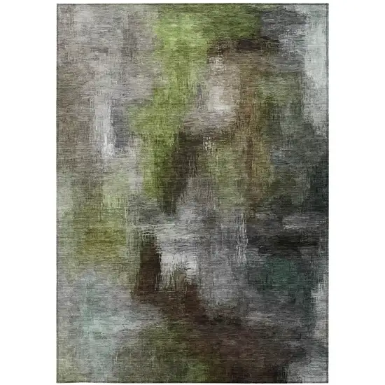 Taupe And Brown Abstract Washable Indoor Outdoor Area Rug Photo 4