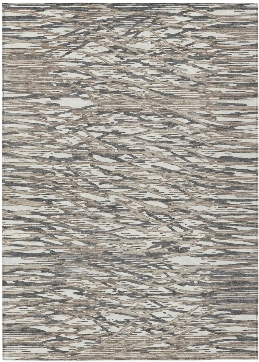 Taupe And Brown Abstract Washable Indoor Outdoor Area Rug Photo 2