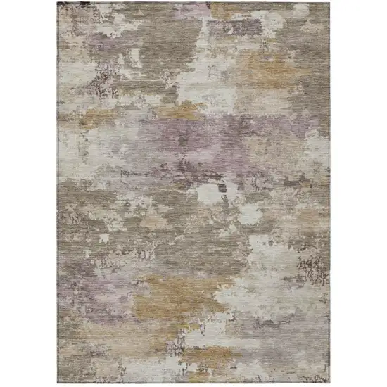 Taupe And Brown Abstract Washable Indoor Outdoor Area Rug Photo 2