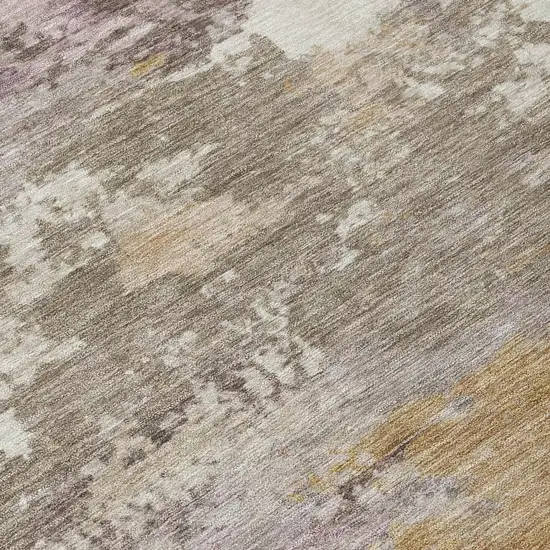 Taupe And Brown Abstract Washable Indoor Outdoor Area Rug Photo 4
