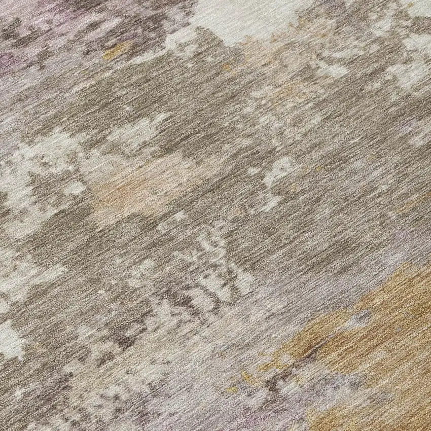 Taupe And Brown Abstract Washable Indoor Outdoor Area Rug Photo 4