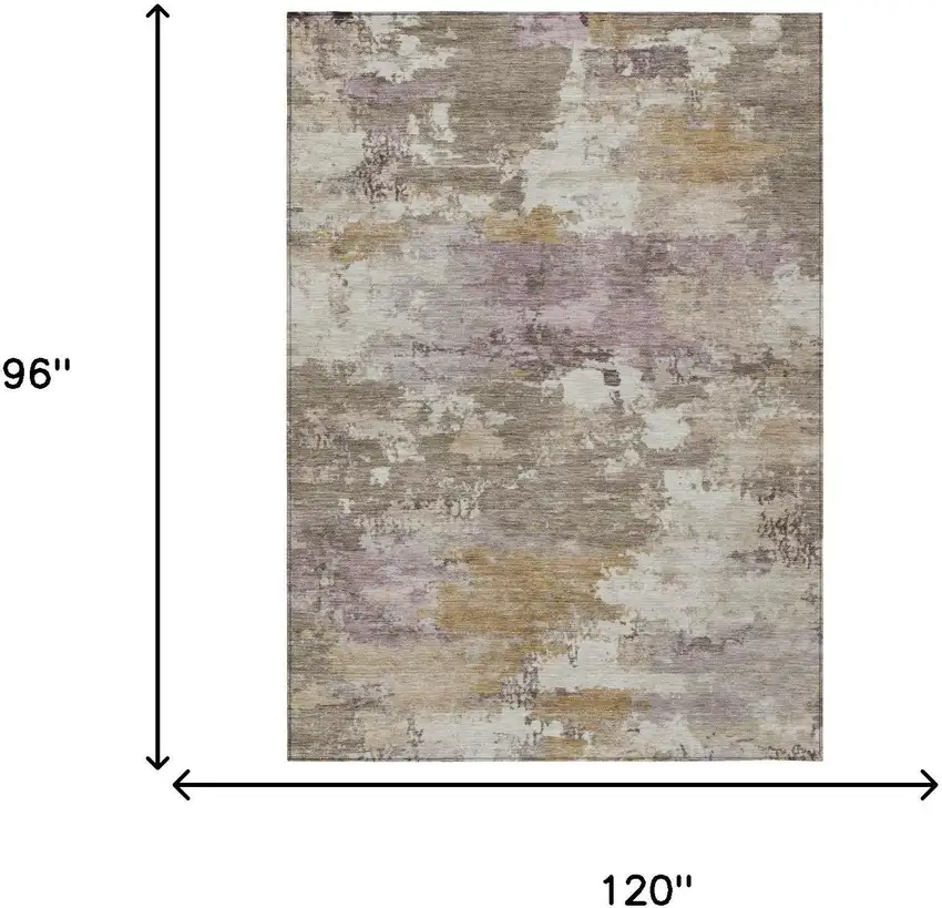 Taupe And Brown Abstract Washable Indoor Outdoor Area Rug Photo 5