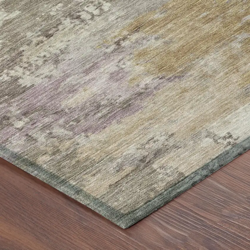 Taupe And Brown Abstract Washable Indoor Outdoor Area Rug Photo 3