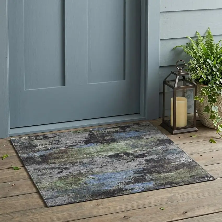 Taupe And Brown Abstract Washable Indoor Outdoor Area Rug Photo 1