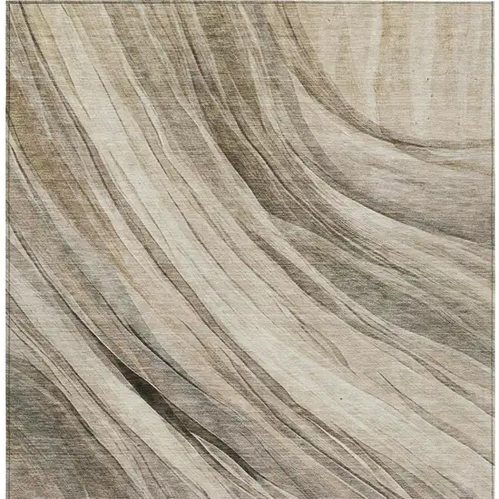 Taupe And Brown Abstract Washable Indoor Outdoor Area Rug Photo 7