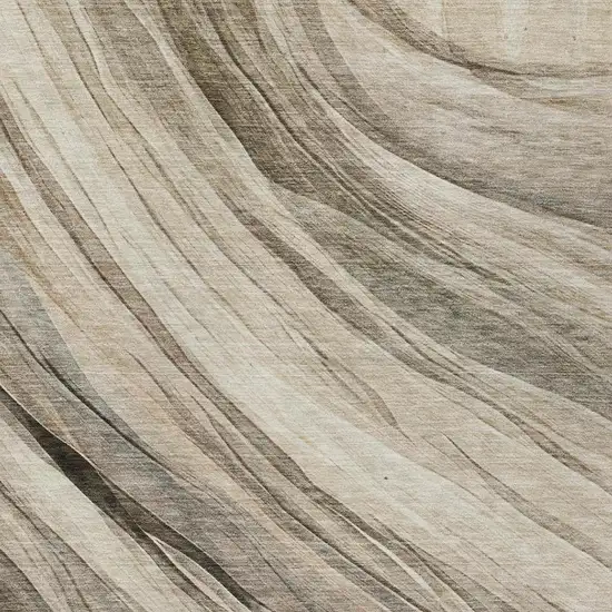 Taupe And Brown Abstract Washable Indoor Outdoor Area Rug Photo 1