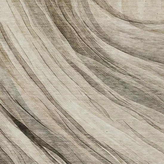 Taupe And Brown Abstract Washable Indoor Outdoor Area Rug Photo 5