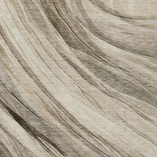 Taupe And Brown Abstract Washable Indoor Outdoor Area Rug Photo 4