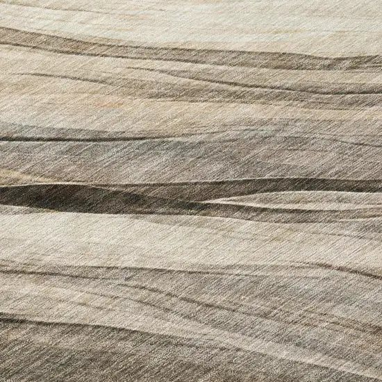Taupe And Brown Abstract Washable Indoor Outdoor Area Rug Photo 6