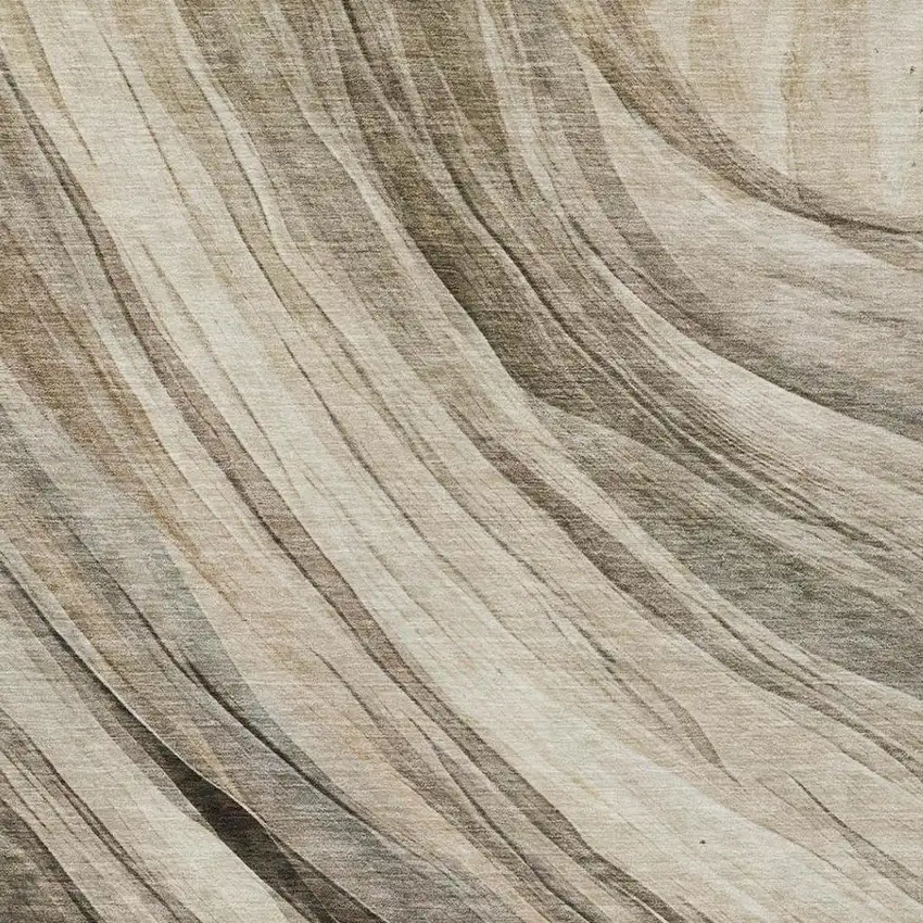 Taupe And Brown Abstract Washable Indoor Outdoor Area Rug Photo 4
