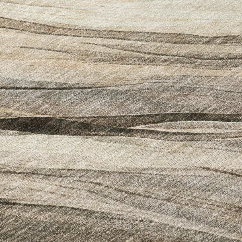 Taupe And Brown Abstract Washable Indoor Outdoor Area Rug Photo 6