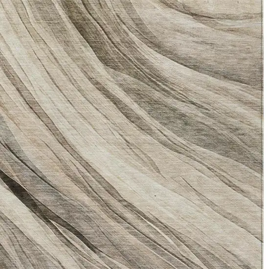 Taupe And Brown Abstract Washable Indoor Outdoor Area Rug Photo 2