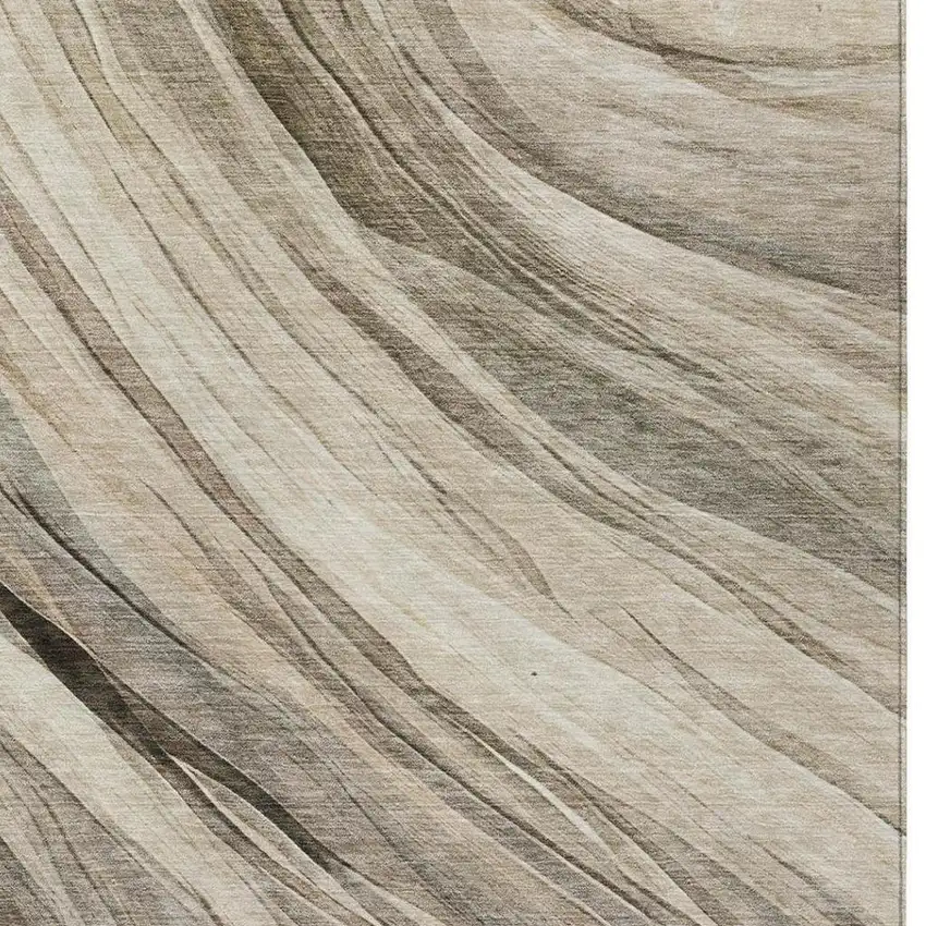 Taupe And Brown Abstract Washable Indoor Outdoor Area Rug Photo 2