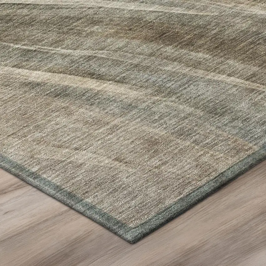 Taupe And Brown Abstract Washable Indoor Outdoor Area Rug Photo 7