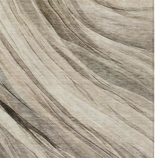 Taupe And Brown Abstract Washable Indoor Outdoor Area Rug Photo 4