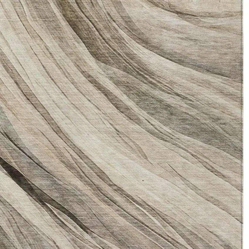 Taupe And Brown Abstract Washable Indoor Outdoor Area Rug Photo 4