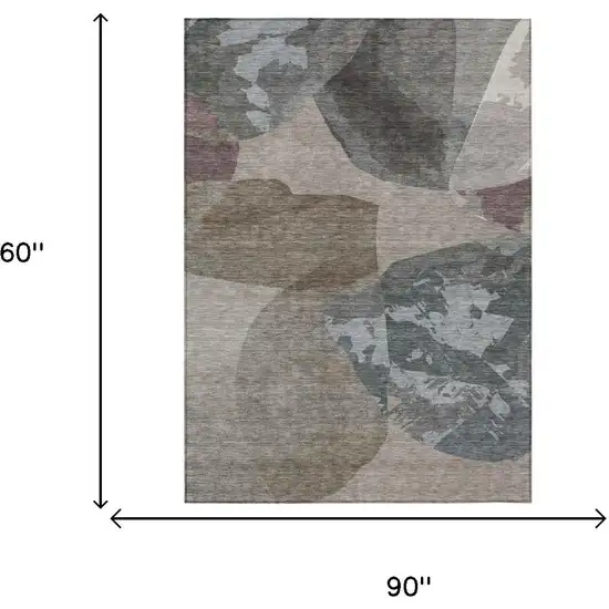 Taupe And Brown Abstract Washable Indoor Outdoor Area Rug Photo 6