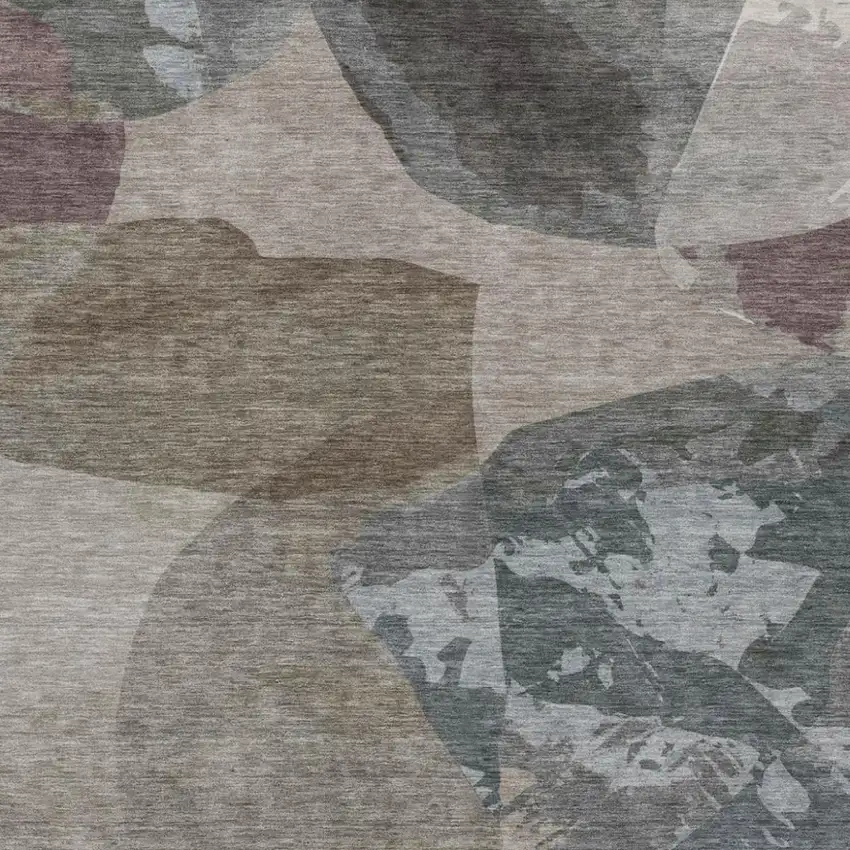 Taupe And Brown Abstract Washable Indoor Outdoor Area Rug Photo 1