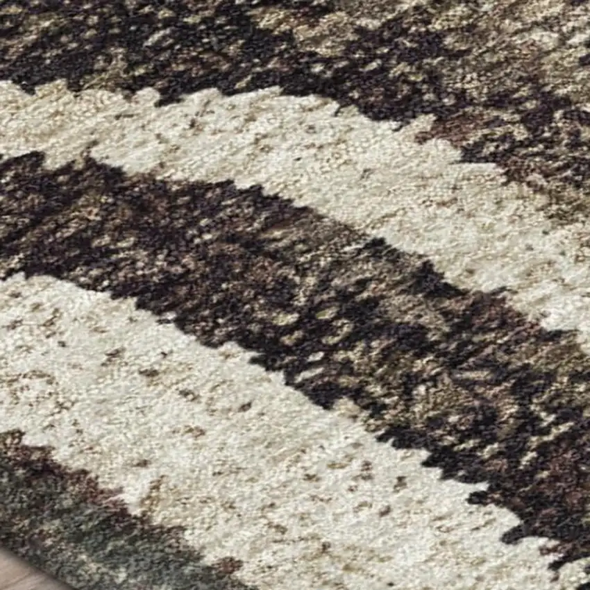 Taupe And Brown Abstract Washable Indoor Outdoor Area Rug Photo 1