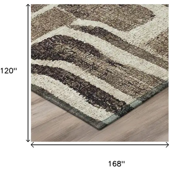Taupe And Brown Abstract Washable Indoor Outdoor Area Rug Photo 6