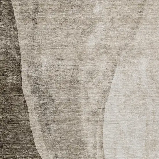 Taupe And Brown Abstract Washable Indoor Outdoor Area Rug Photo 5