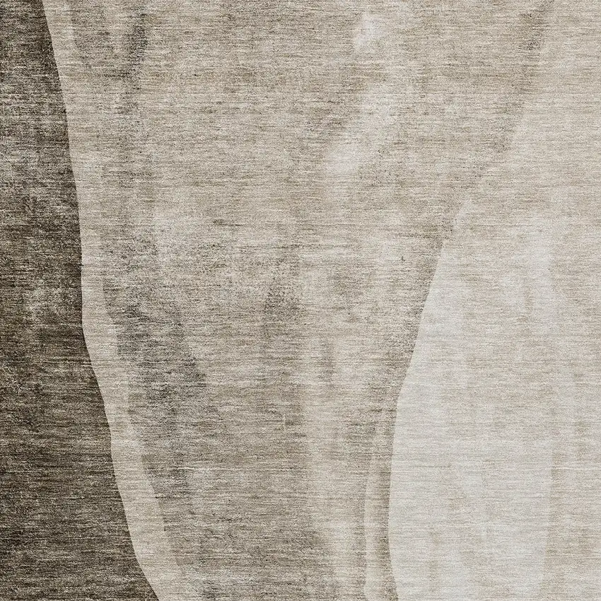 Taupe And Brown Abstract Washable Indoor Outdoor Area Rug Photo 5