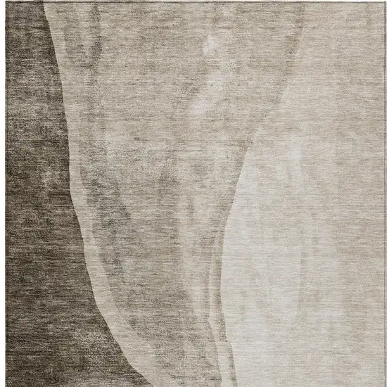 Taupe And Brown Abstract Washable Indoor Outdoor Area Rug Photo 6