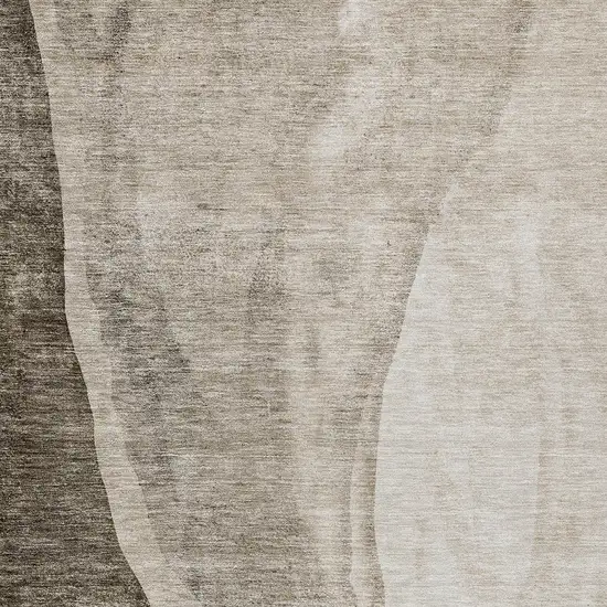 Taupe And Brown Abstract Washable Indoor Outdoor Area Rug Photo 5