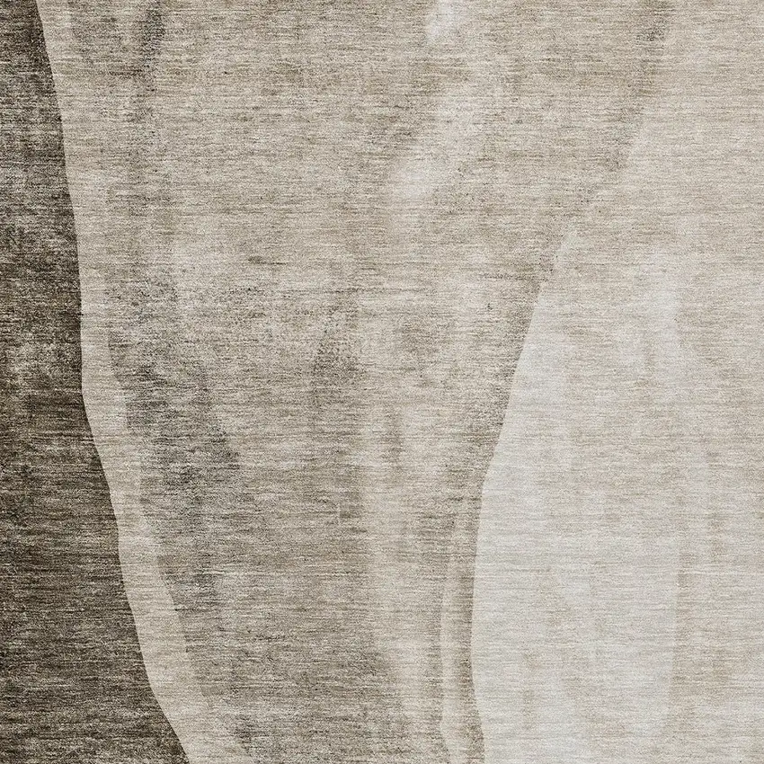 Taupe And Brown Abstract Washable Indoor Outdoor Area Rug Photo 5