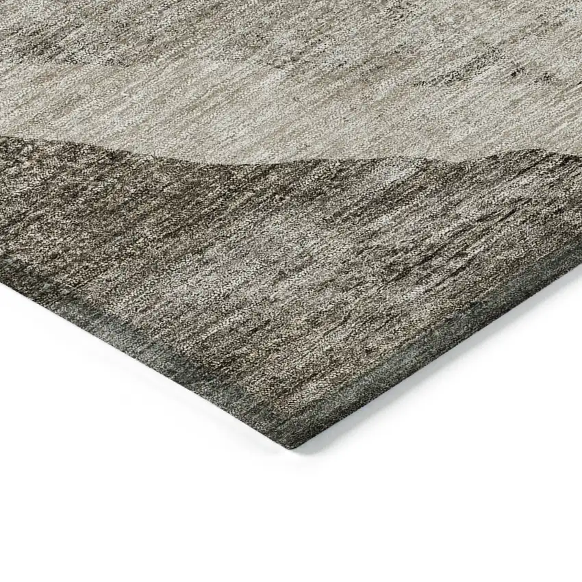 Taupe And Brown Abstract Washable Indoor Outdoor Area Rug Photo 4