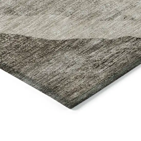 Taupe And Brown Abstract Washable Indoor Outdoor Area Rug Photo 4