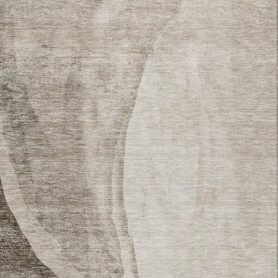 Taupe And Brown Abstract Washable Indoor Outdoor Area Rug Photo 6