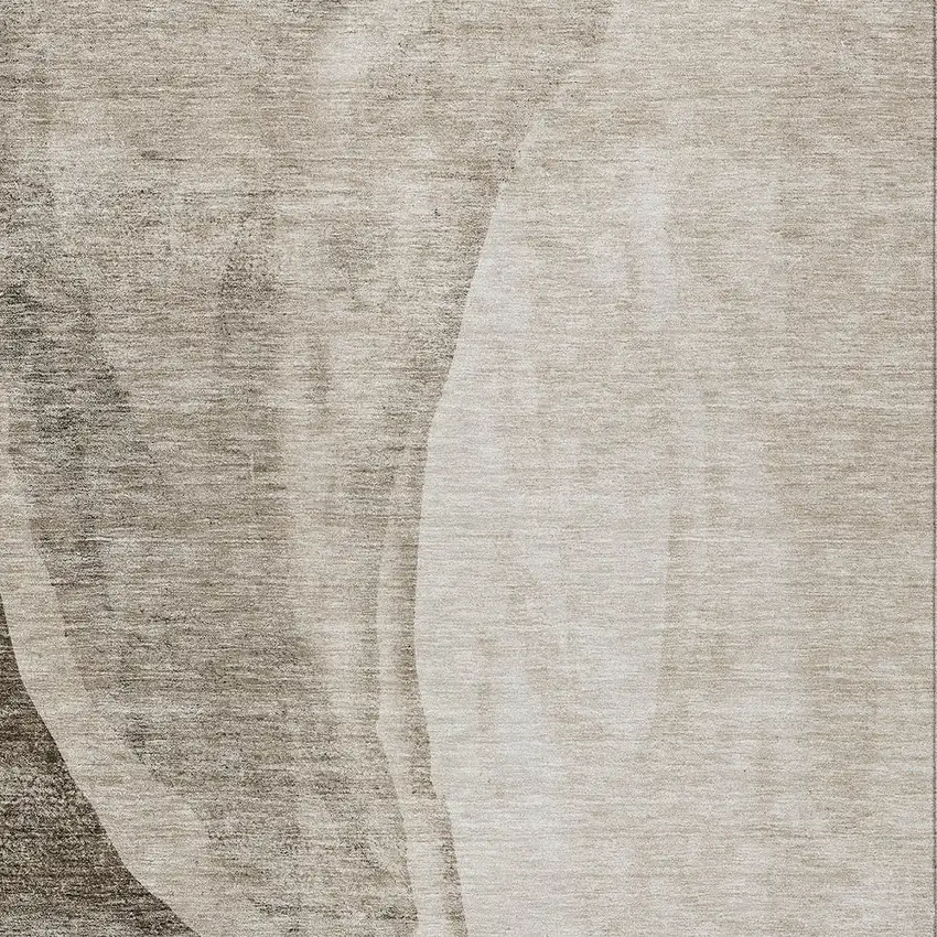 Taupe And Brown Abstract Washable Indoor Outdoor Area Rug Photo 6