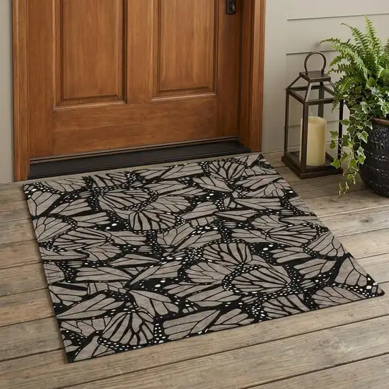 Taupe And Brown Animal Print Washable Indoor Outdoor Area Rug Photo 1