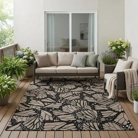 Taupe And Brown Animal Print Washable Indoor Outdoor Area Rug Photo 1