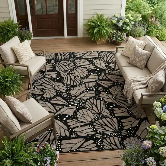 Taupe And Brown Animal Print Washable Indoor Outdoor Area Rug Photo 1