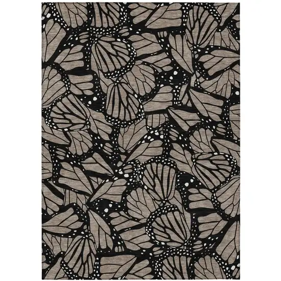 Taupe And Brown Animal Print Washable Indoor Outdoor Area Rug Photo 2