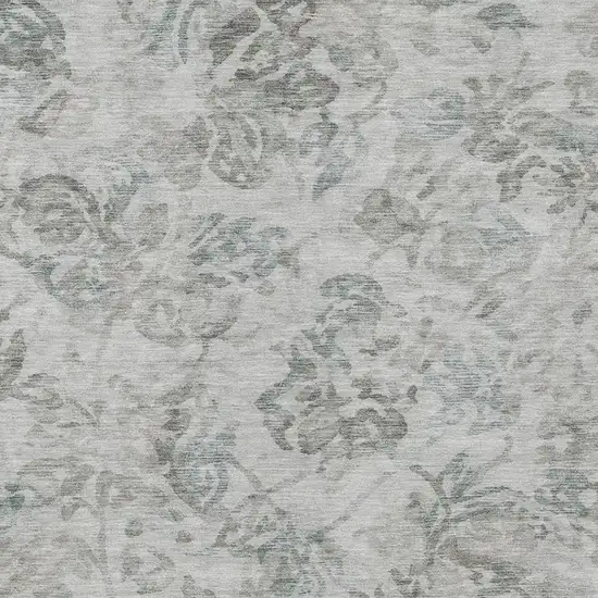 Taupe And Brown Floral Washable Indoor Outdoor Area Rug Photo 3