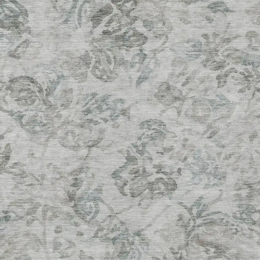 Taupe And Brown Floral Washable Indoor Outdoor Area Rug Photo 3