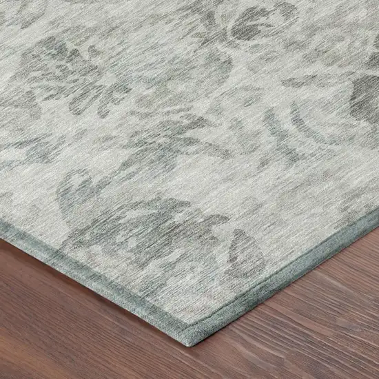 Taupe And Brown Floral Washable Indoor Outdoor Area Rug Photo 5
