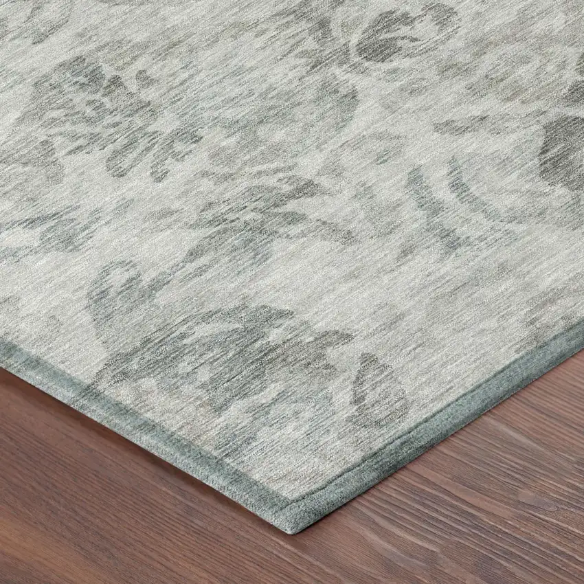 Taupe And Brown Floral Washable Indoor Outdoor Area Rug Photo 5
